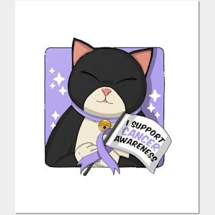 Tuxedo Cat Support Cancer Awareness Posters and Art